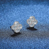 S925 Sterling Silver Moissanite Earrings Four Leaf Clover Light Luxury Electroplated For Women