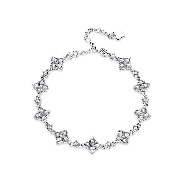 S925 Sterling Silver Moissanite Geometric Four Leaf Clover Women's Bracelet Set With Diamonds Fashion