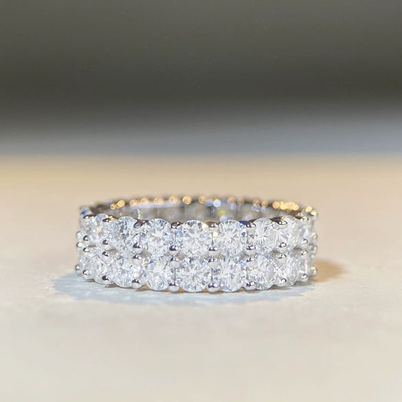 S925 Sterling Silver Moissanite Geometric Light Luxury Unisex Ring