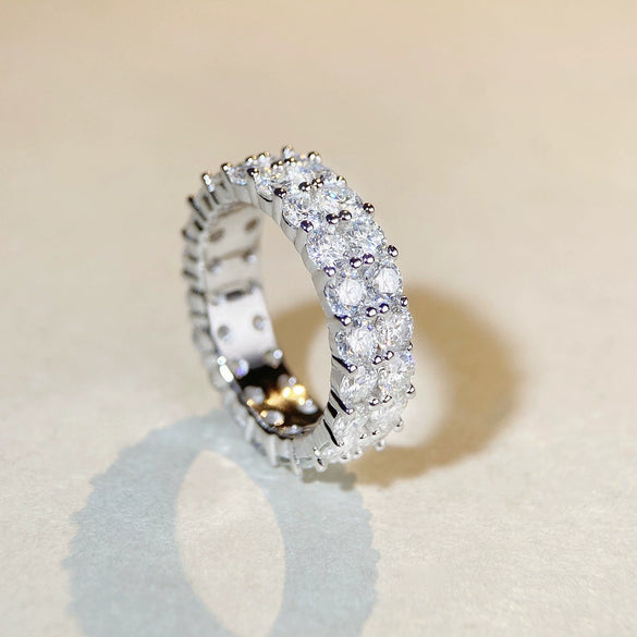 S925 Sterling Silver Moissanite Geometric Light Luxury Unisex Ring