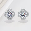 S925 Sterling Silver Moissanite Geometric Lucky Grass Earrings Electroplated Fashion Sweet Jewelry Gift