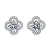 S925 Sterling Silver Moissanite Geometric Lucky Grass Earrings Electroplated Fashion Sweet Jewelry Gift