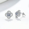 S925 Sterling Silver Moissanite Geometric Lucky Grass Earrings Electroplated Fashion Sweet Jewelry Gift