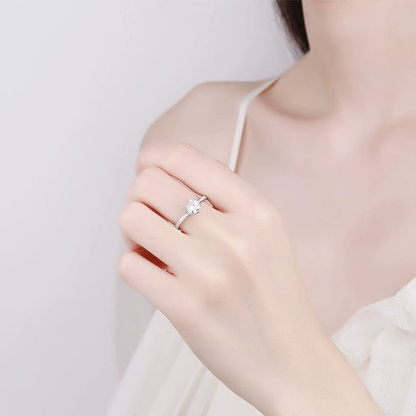 S925 Sterling Silver Moissanite Geometric Ring For Women Electroplated Korean Fashion Jewelry Gift
