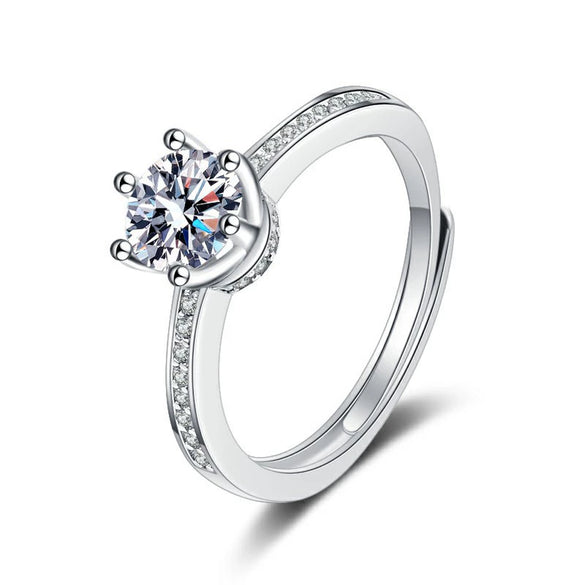 S925 Sterling Silver Moissanite Geometric Ring For Women Electroplated Korean Fashion Jewelry Gift