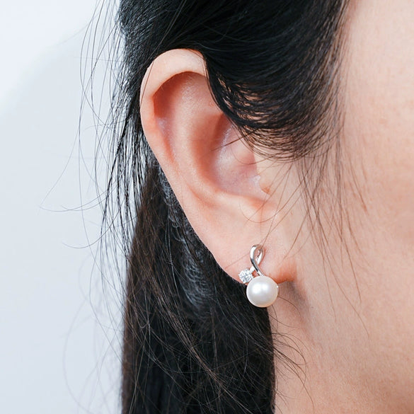 S925 Sterling Silver Moissanite Pearl Fruit Earrings Set With Diamonds
