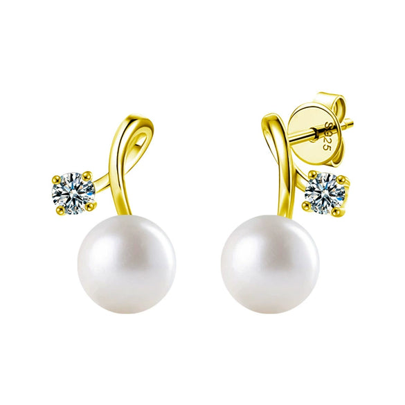 S925 Sterling Silver Moissanite Pearl Fruit Earrings Set With Diamonds