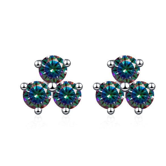 S925 Sterling Silver Moissanite Round Diamond Women's Earrings