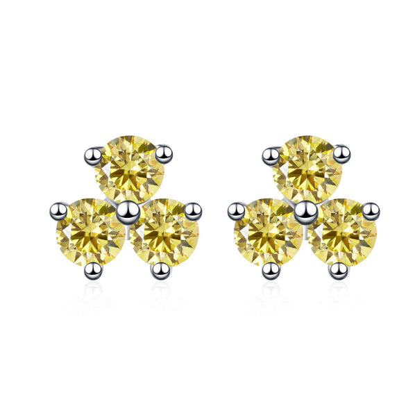 S925 Sterling Silver Moissanite Round Diamond Women's Earrings