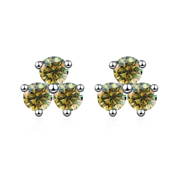 S925 Sterling Silver Moissanite Round Diamond Women's Earrings