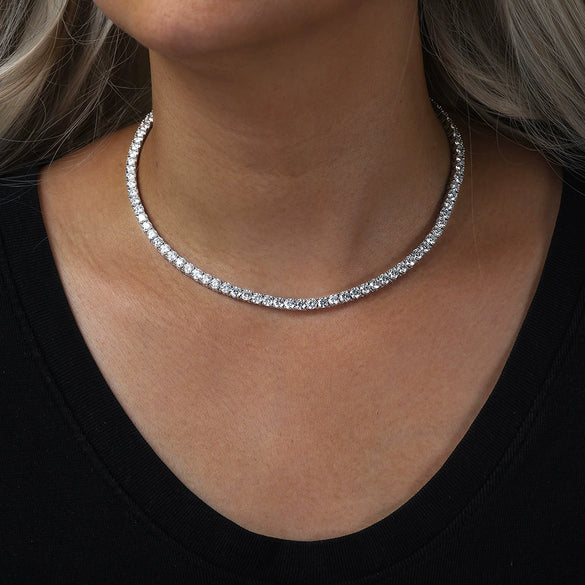 S925 Sterling Silver Moissanite Tennis Chain Necklace Geometric Design Set With Diamonds