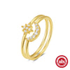 S925 Sterling Silver Moon Geometric Engagement Ring For Women With Electroplating And Real Gold Plating