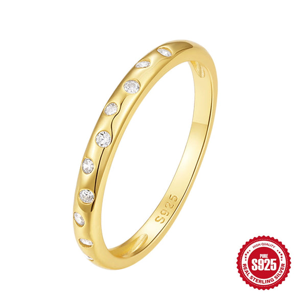S925 Sterling Silver Moon Geometric Engagement Ring For Women With Electroplating And Real Gold Plating