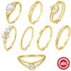 S925 Sterling Silver Moon Geometric Engagement Ring For Women With Electroplating And Real Gold Plating