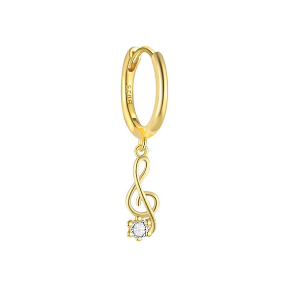 S925 Sterling Silver Musical Notes Fashion Earrings For Women With Zirconia