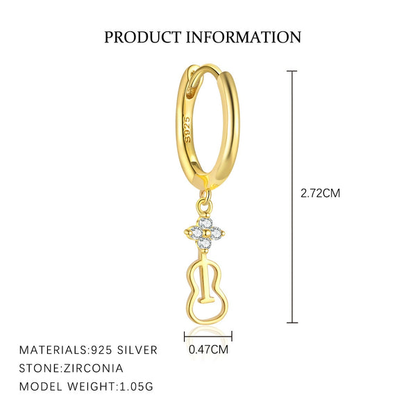 S925 Sterling Silver Musical Notes Fashion Earrings For Women With Zirconia