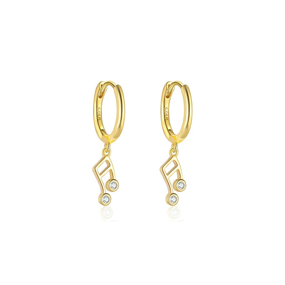 S925 Sterling Silver Musical Notes Fashion Earrings For Women With Zirconia