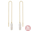 S925 Sterling Silver Natural Freshwater Baroque Pearl Box Chain Geometric Earrings For Women