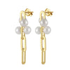 S925 Sterling Silver Natural Freshwater Pearl Geometric Earrings Electroplated