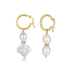 S925 Sterling Silver Natural Freshwater Pearl Geometric Earrings Electroplated