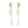S925 Sterling Silver Natural Freshwater Pearl Geometric Earrings Electroplated
