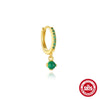 S925 Sterling Silver Natural Green Chalcedony Geometric Earrings With Electroplating For Women