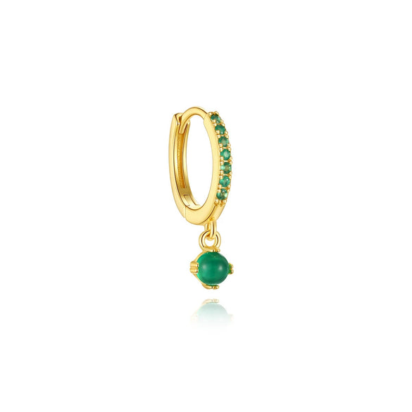 S925 Sterling Silver Natural Green Chalcedony Geometric Earrings With Electroplating For Women