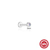 S925 Sterling Silver Natural Moonstone Bezel Set Flat Head Piercing Earrings With Flower Pattern Electroplated For Women