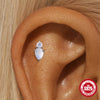 S925 Sterling Silver Natural Moonstone Bezel Set Flat Head Piercing Earrings With Flower Pattern Electroplated For Women