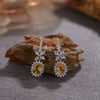 S925 Sterling Silver Natural Topaz Yellow Amethyst Colored Gemstone Ring Leaves Pattern Old Style Unisex Jewelry