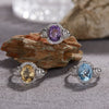 S925 Sterling Silver Natural Topaz Yellow Amethyst Colored Gemstone Ring Leaves Pattern Old Style Unisex Jewelry