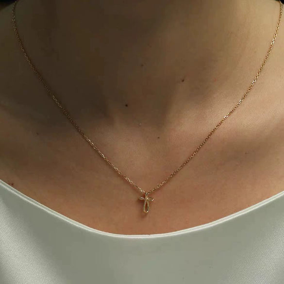S925 Sterling Silver Necklace Geometric Pendant Ochain Women's Simple Polished