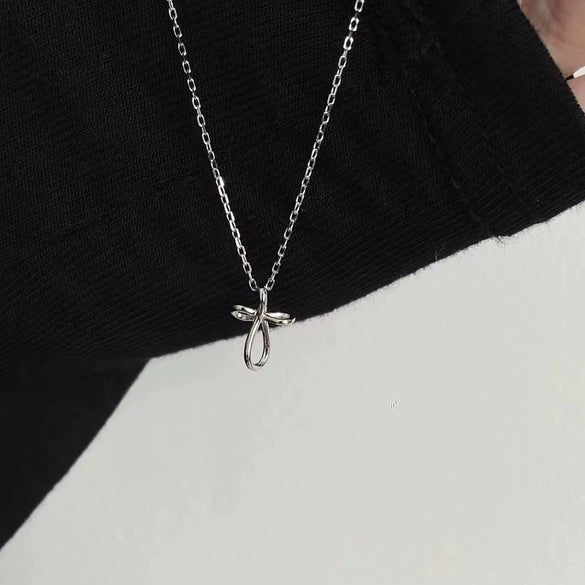 S925 Sterling Silver Necklace Geometric Pendant Ochain Women's Simple Polished