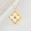 S925 Sterling Silver Necklace With Natural Hetian Jade Square Lucky Pendant Electroplated Exquisite Temperament Jewelry For Women Mothers