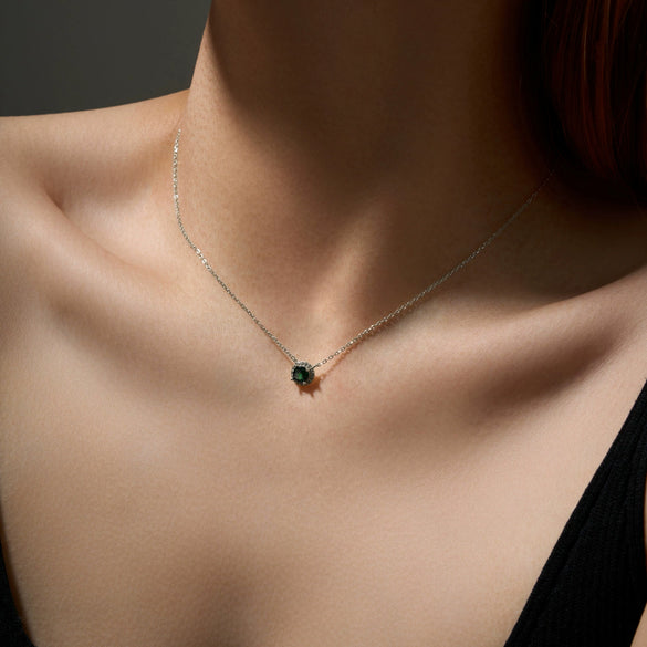 S925 Sterling Silver Necklace With Zircon And Lucky Stone Geometric Design Platinum Or 18K Gold Electroplated Simple And All Match Unisex Jewelry