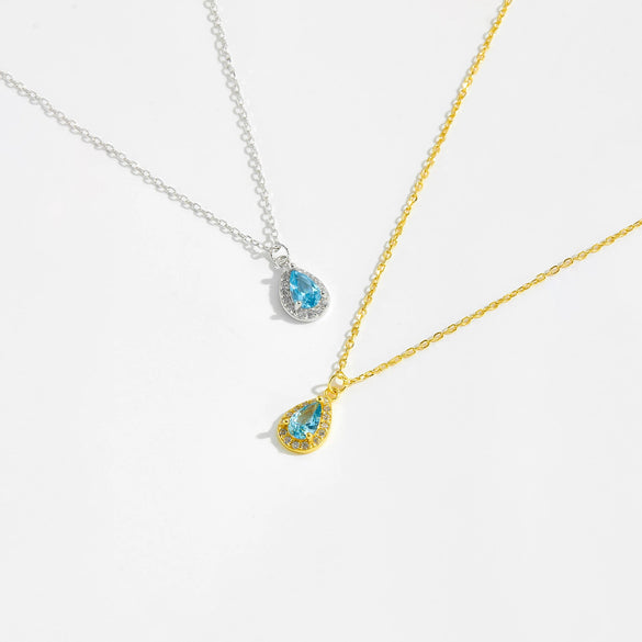 S925 Sterling Silver Necklace With Zircon And Lucky Stone Geometric Design Platinum Or 18K Gold Electroplated Simple And All Match Unisex Jewelry