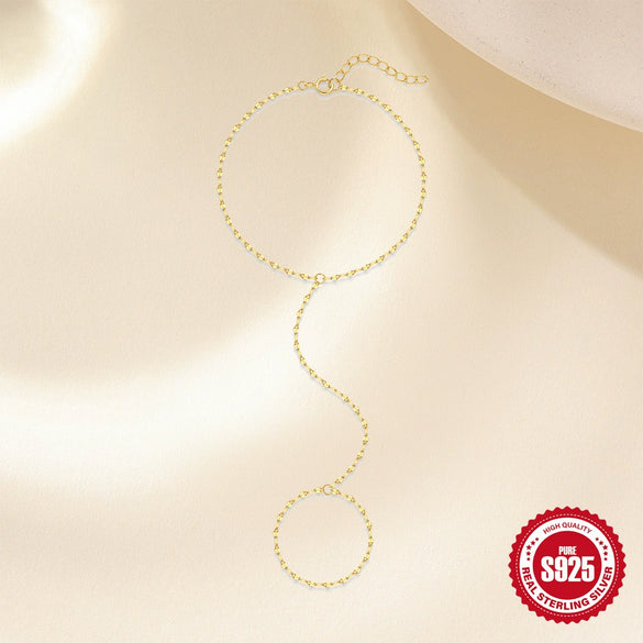S925 Sterling Silver Normcore Geometric Lip Chain Anklet Toe Chain Creative Design Foot Jewelry For Women