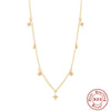 S925 Sterling Silver Octagonal Star Diamond Shaped Pearl Clavicle Necklace With Geometric Styling And Zircon Treatment