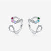 S925 Sterling Silver Open Adjustable Ring For Women Geometric Micro Embedded Electroplated With Platinum Or 18K Gold