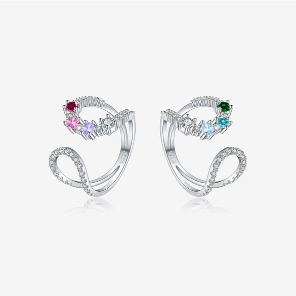 S925 Sterling Silver Open Adjustable Ring For Women Geometric Micro Embedded Electroplated With Platinum Or 18K Gold