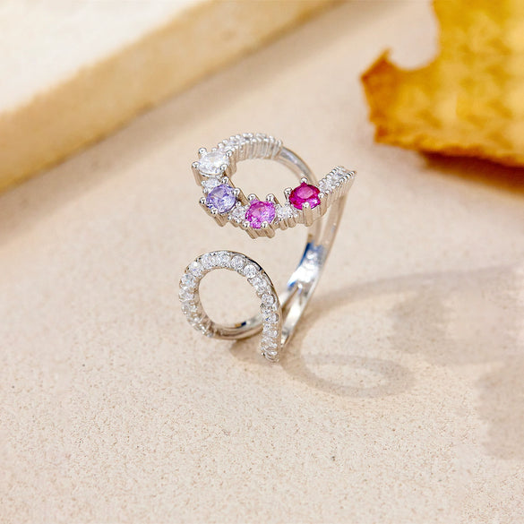 S925 Sterling Silver Open Adjustable Ring For Women Geometric Micro Embedded Electroplated With Platinum Or 18K Gold