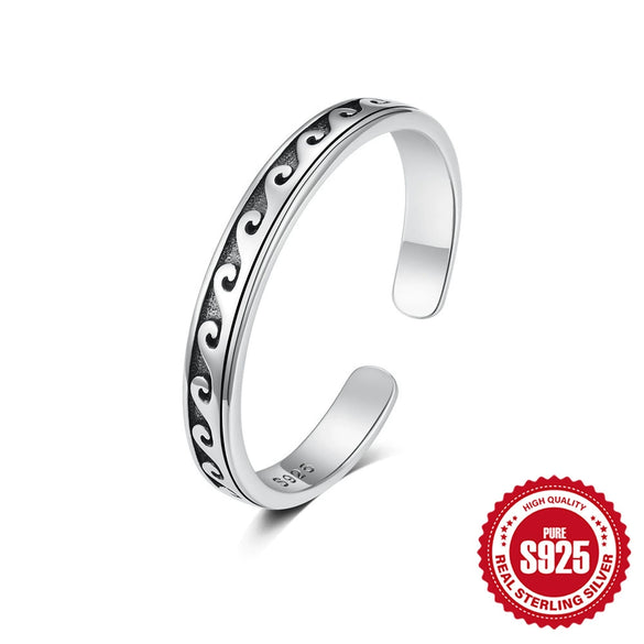 S925 Sterling Silver Open Ring With Moon Flower Diamond Opal Geometric Pattern Electroplating For Women