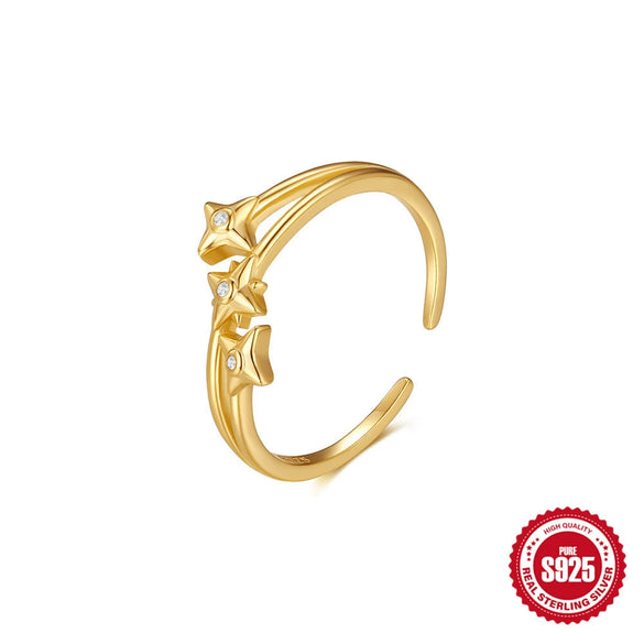 S925 Sterling Silver Open Ring With Twist Bow And Love Pendant Geometric Pattern Electroplated For Women Retro Sweet Simple Style