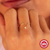 S925 Sterling Silver Opening Adjustable Finger Ring With Single Diamond Geometric Design Real Gold Plated Electroplated For Women