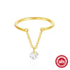 S925 Sterling Silver Opening Adjustable Finger Ring With Single Diamond Geometric Design Real Gold Plated Electroplated For Women