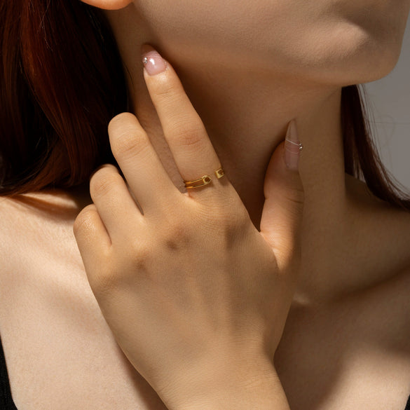 S925 Sterling Silver Opening Adjustable Plain Stacking Ring With Geometric Styling And Electroplating