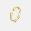 S925 Sterling Silver Opening Adjustable Plain Stacking Ring With Geometric Styling And Electroplating