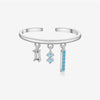 S925 Sterling Silver Opening Adjustable Ring With Zircon Pendant In Geometric Style And Platinum Or 18K Gold Electroplating