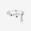 S925 Sterling Silver Opening Adjustable Ring With Zircon Pendant In Geometric Style And Platinum Or 18K Gold Electroplating