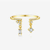 S925 Sterling Silver Opening Adjustable Ring With Zircon Pendant In Geometric Style And Platinum Or 18K Gold Electroplating